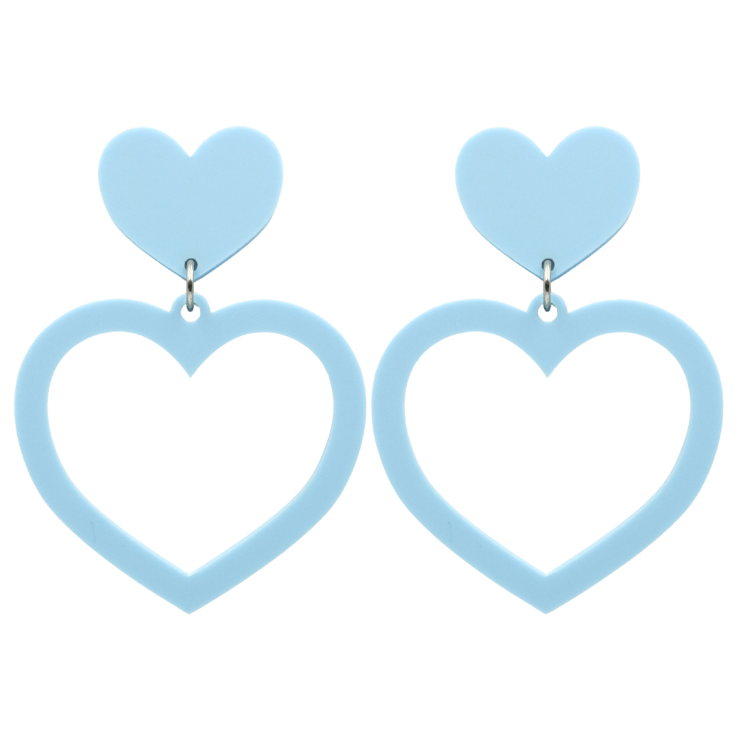 haus of dizzy pastel barbie heart earrings in blueberry pastel size large 