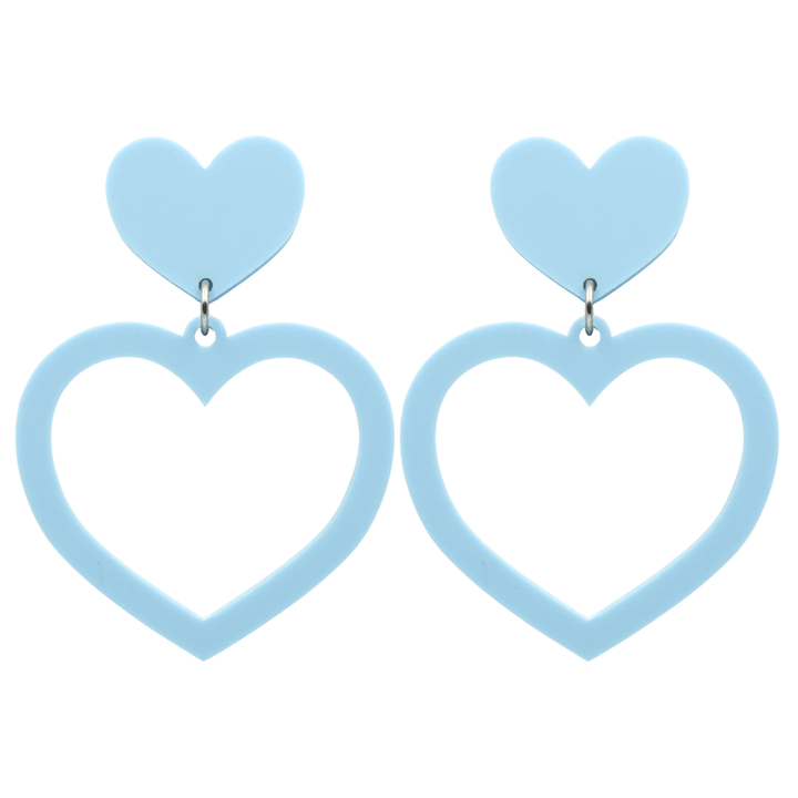 haus of dizzy pastel barbie heart earrings in blueberry pastel size large 
