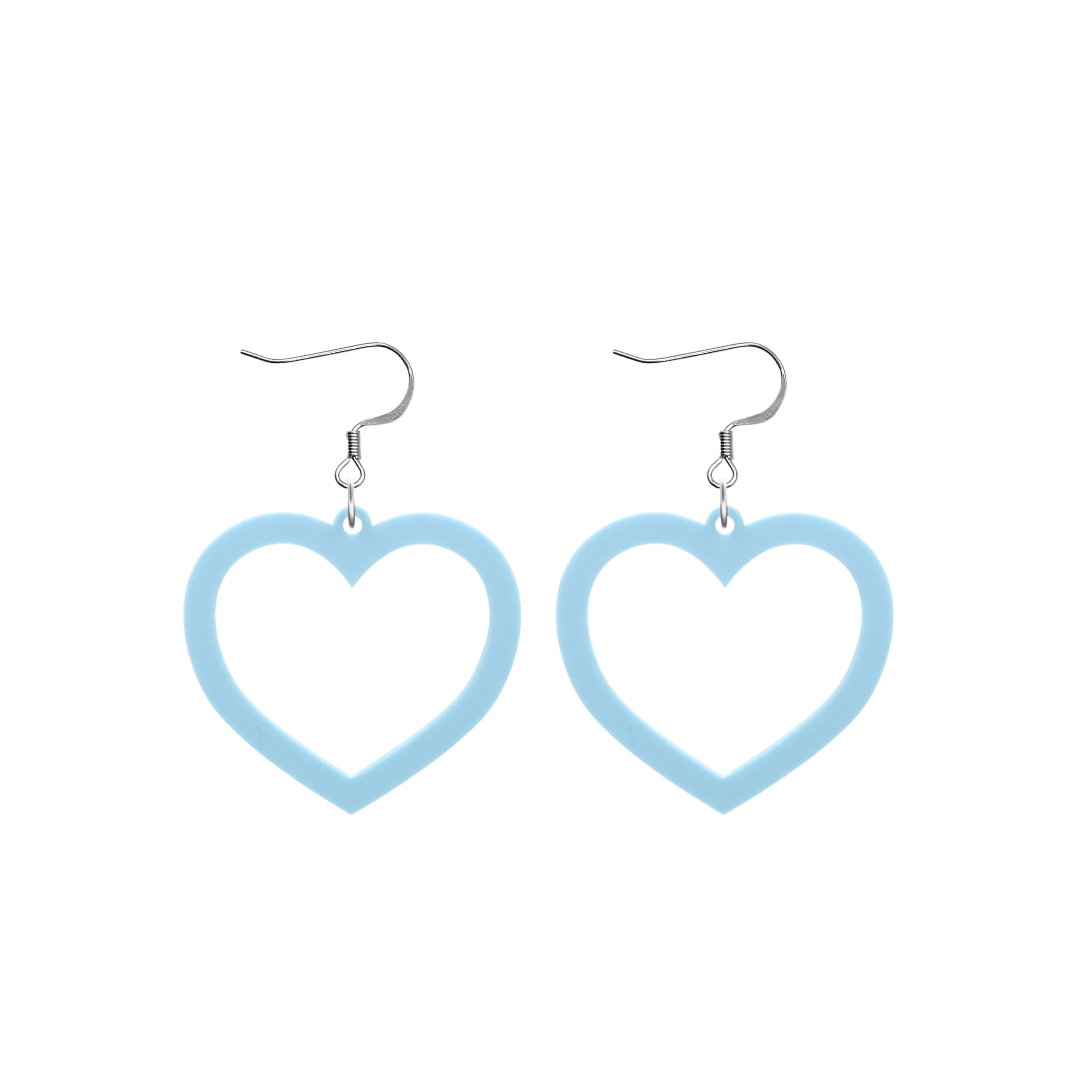 haus of dizzy pastel barbie heart earrings in blueberry pastel size small with hooks no heart tops