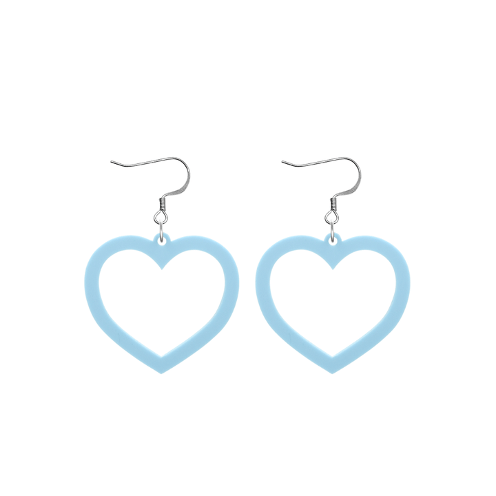 haus of dizzy pastel barbie heart earrings in blueberry pastel size small with hooks no heart tops