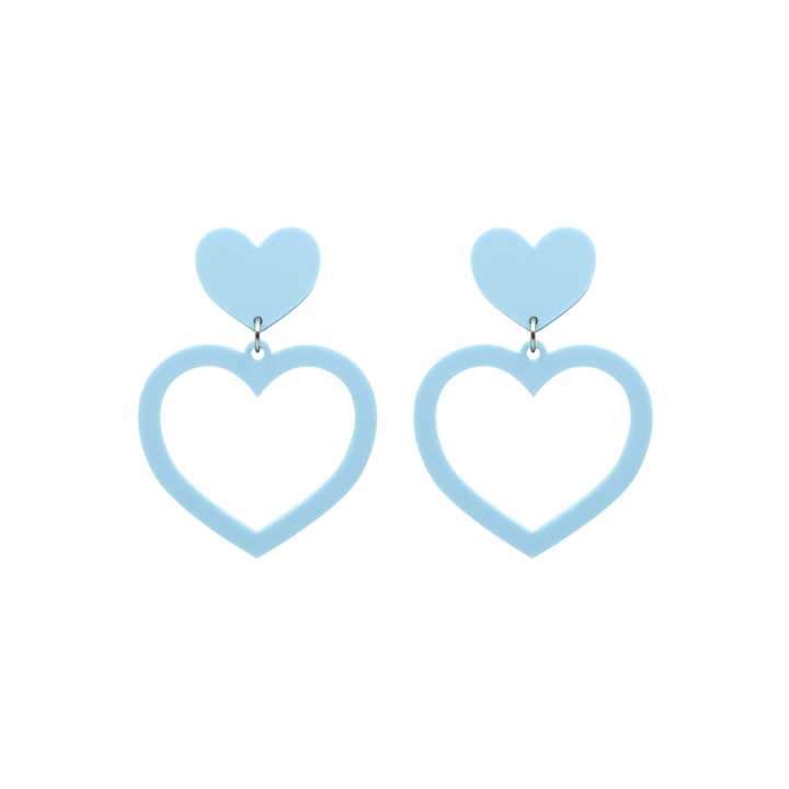 haus of dizzy pastel barbie heart earrings in blueberry pastel size small