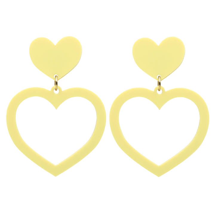 haus of dizzy pastel barbie heart earrings in lemon pastel size large