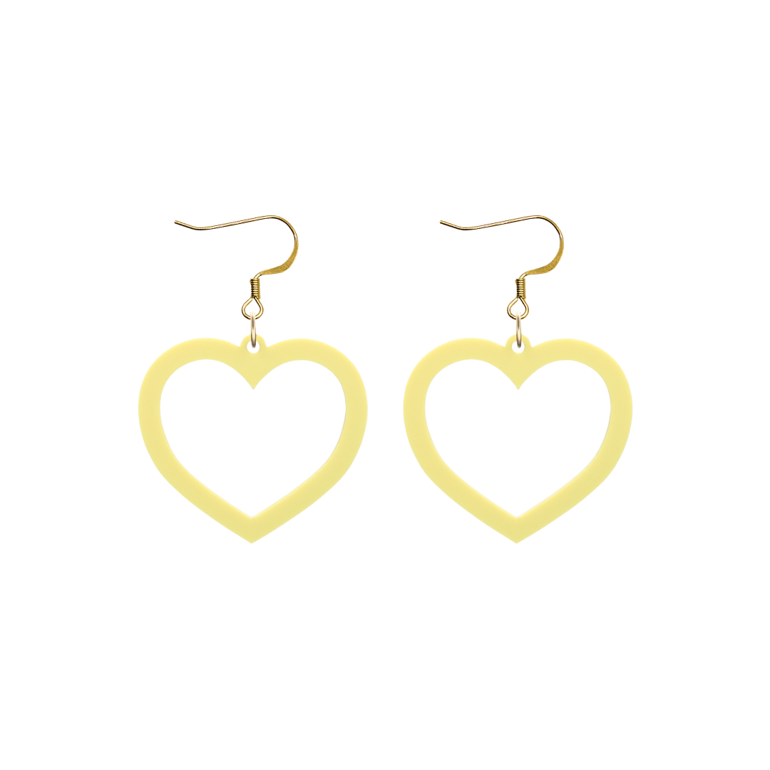 haus of dizzy pastel barbie heart earrings in lemon pastel size small with hooks no heart tops