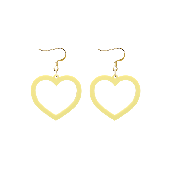 haus of dizzy pastel barbie heart earrings in lemon pastel size small with hooks no heart tops