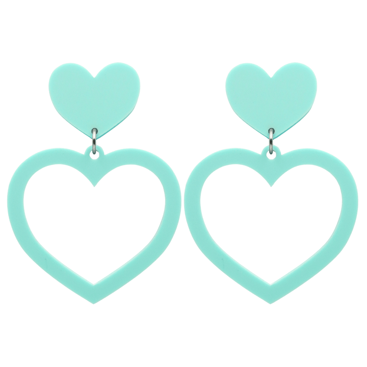 haus of dizzy pastel barbie heart earrings in mint pastel size large 