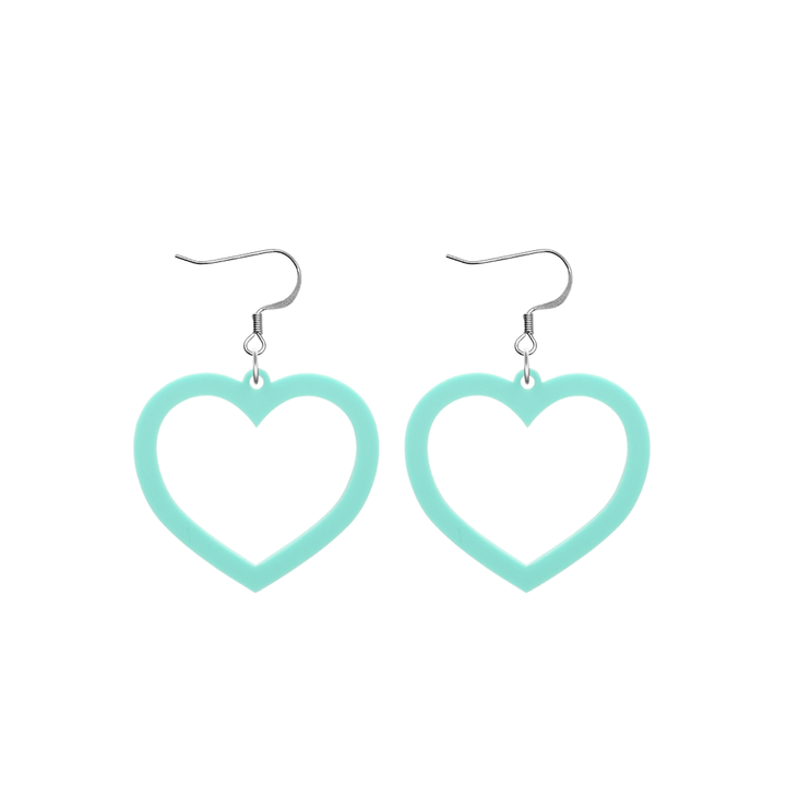haus of dizzy pastel barbie heart earrings in mint pastel size small with hooks no heart tops