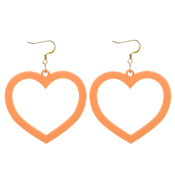 haus of dizzy pastel barbie heart earrings in peach pastel size large with hooks no heart tops