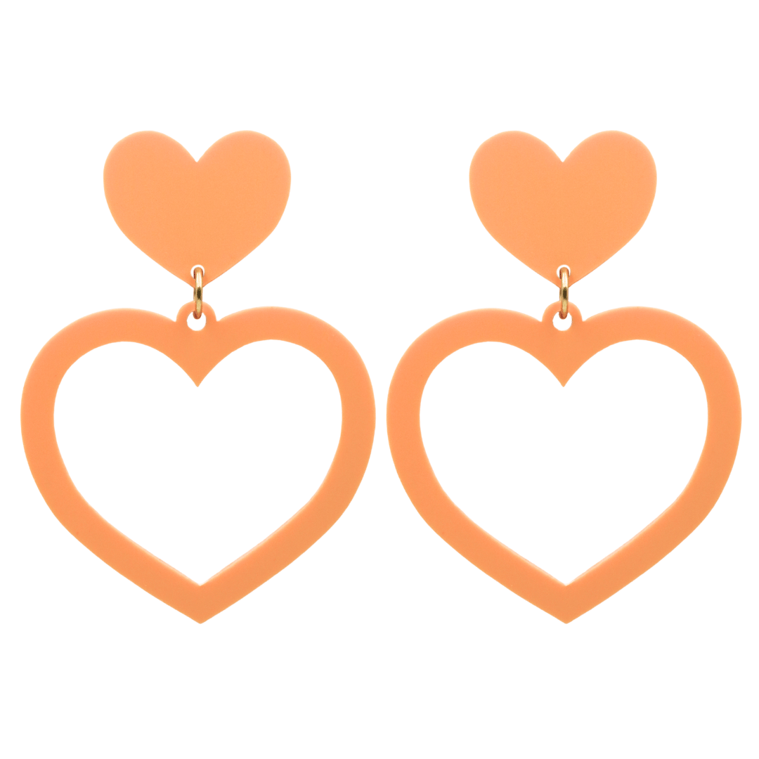 haus of dizzy pastel barbie heart earrings in peach pastel size large 