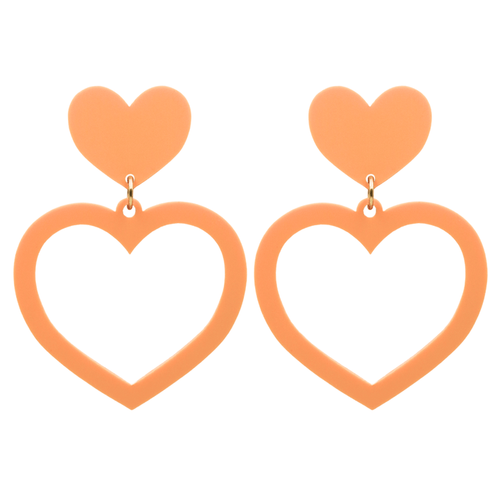 haus of dizzy pastel barbie heart earrings in peach pastel size large 