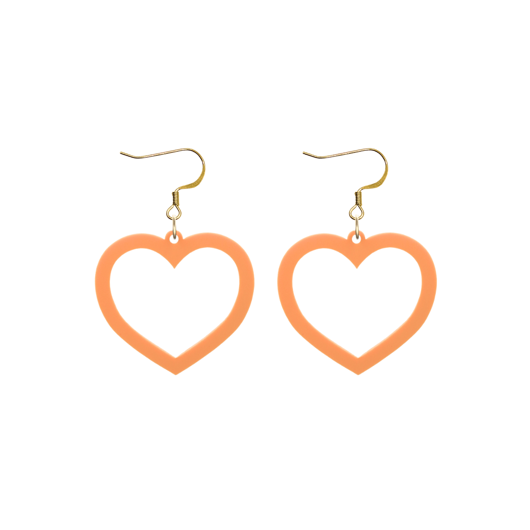 haus of dizzy pastel barbie heart earrings in peach pastel size small with hooks no heart tops