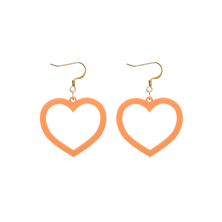 haus of dizzy pastel barbie heart earrings in peach pastel size small with hooks no heart tops