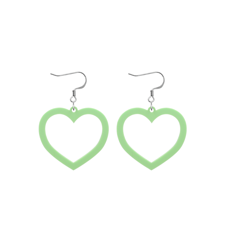 haus of dizzy pastel barbie heart earrings in pistachio pastel size small with hooks no heart tops