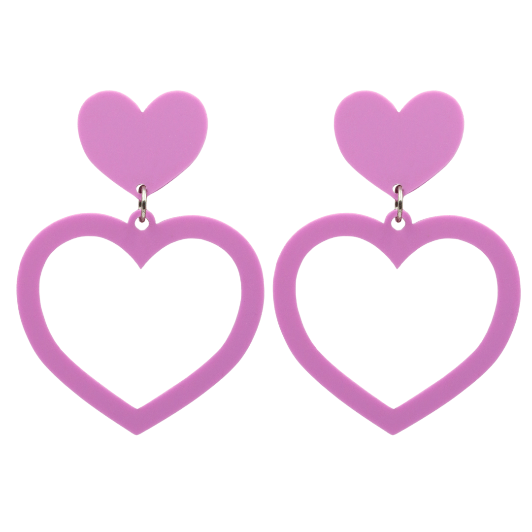 haus of dizzy pastel barbie heart earrings in plum pastel size large
