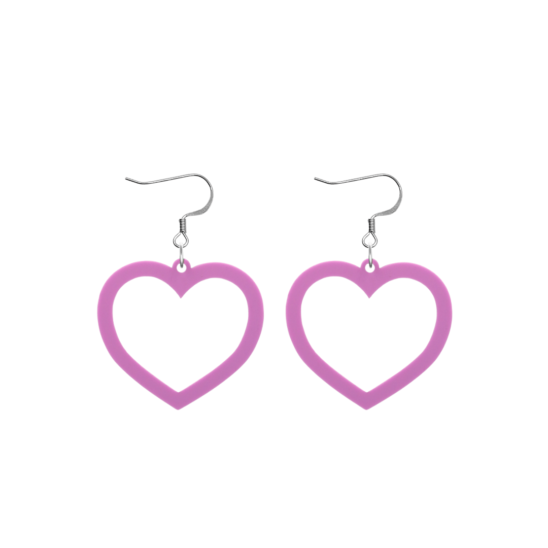 haus of dizzy pastel barbie heart earrings in plum pastel size small with hooks no heart tops