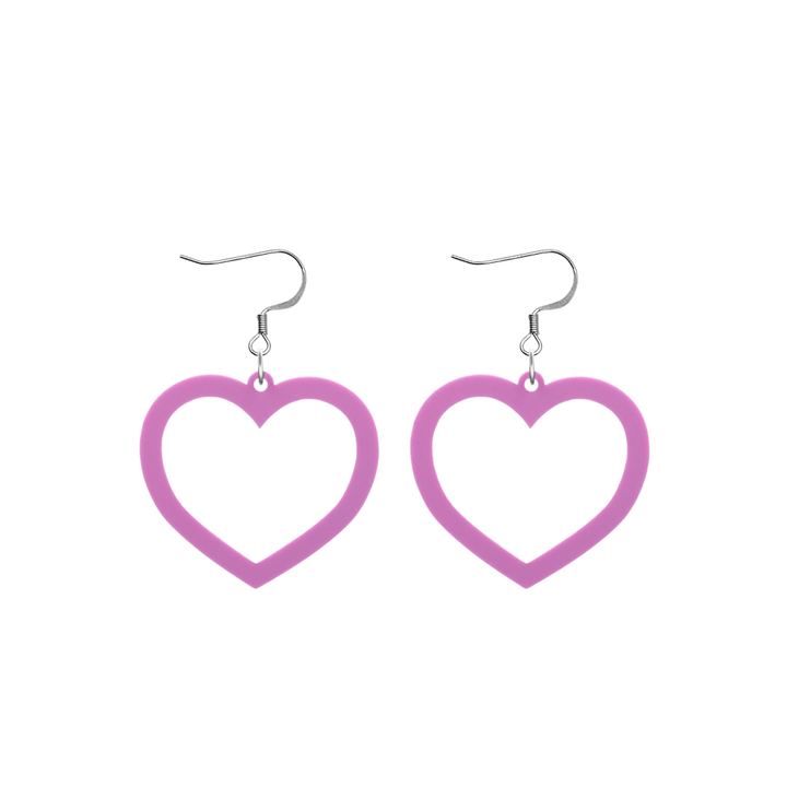 haus of dizzy pastel barbie heart earrings in plum pastel size small with hooks no heart tops