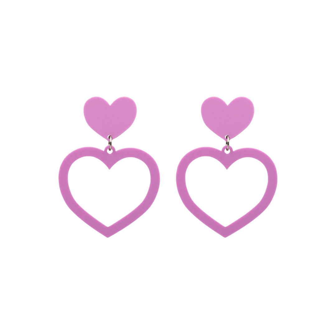 haus of dizzy pastel barbie heart earrings in plum pastel size small