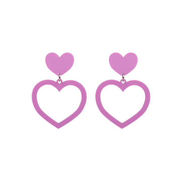 haus of dizzy pastel barbie heart earrings in plum pastel size small