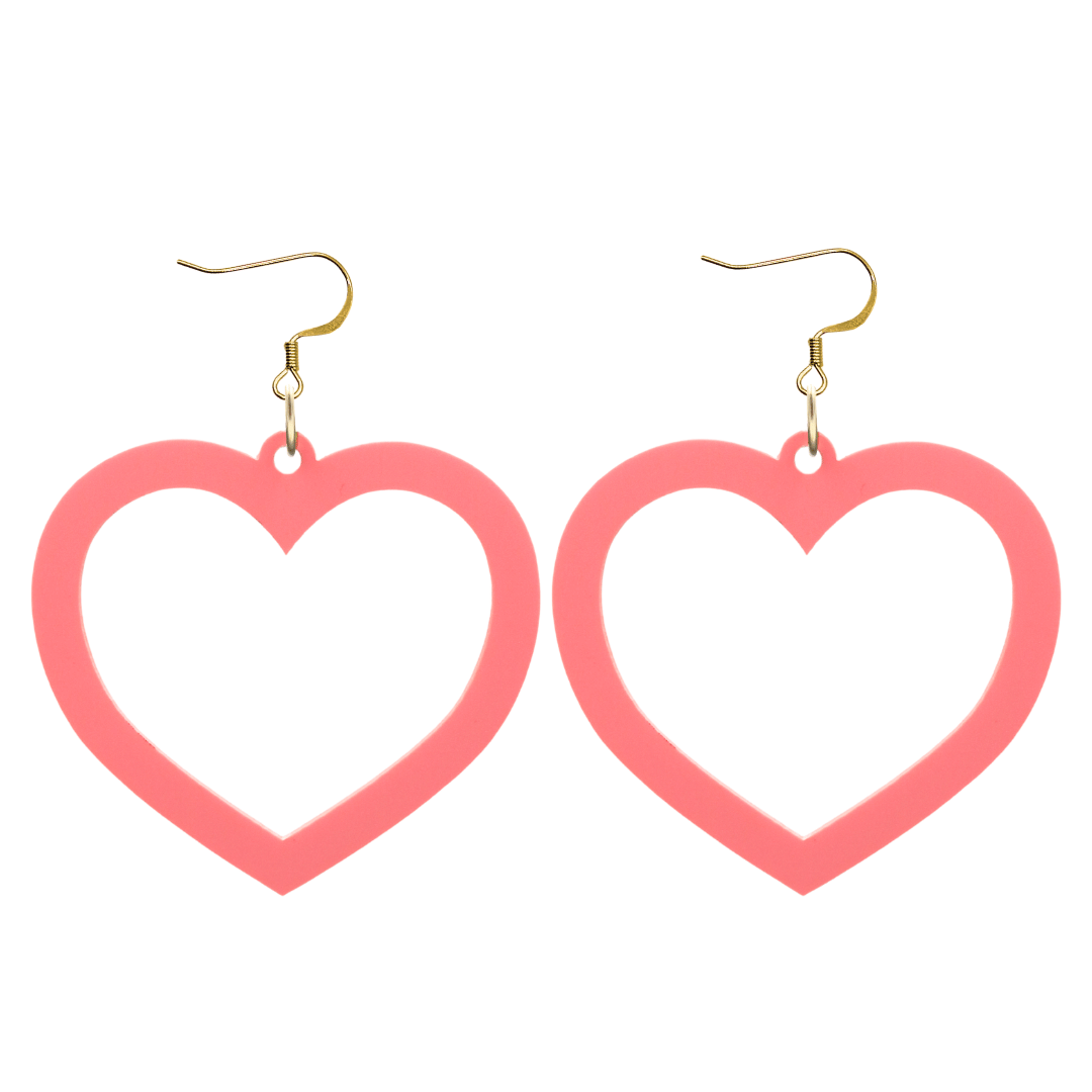 haus of dizzy pastel barbie heart earrings in raspberry pastel size large with hooks no heart tops