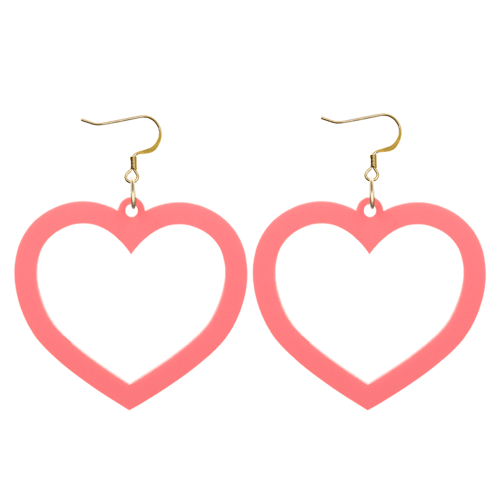 haus of dizzy pastel barbie heart earrings in raspberry pastel size large with hooks no heart tops
