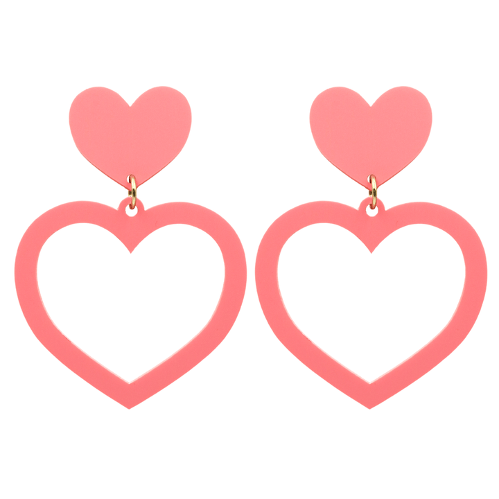 haus of dizzy pastel barbie heart earrings in raspberry pastel size large