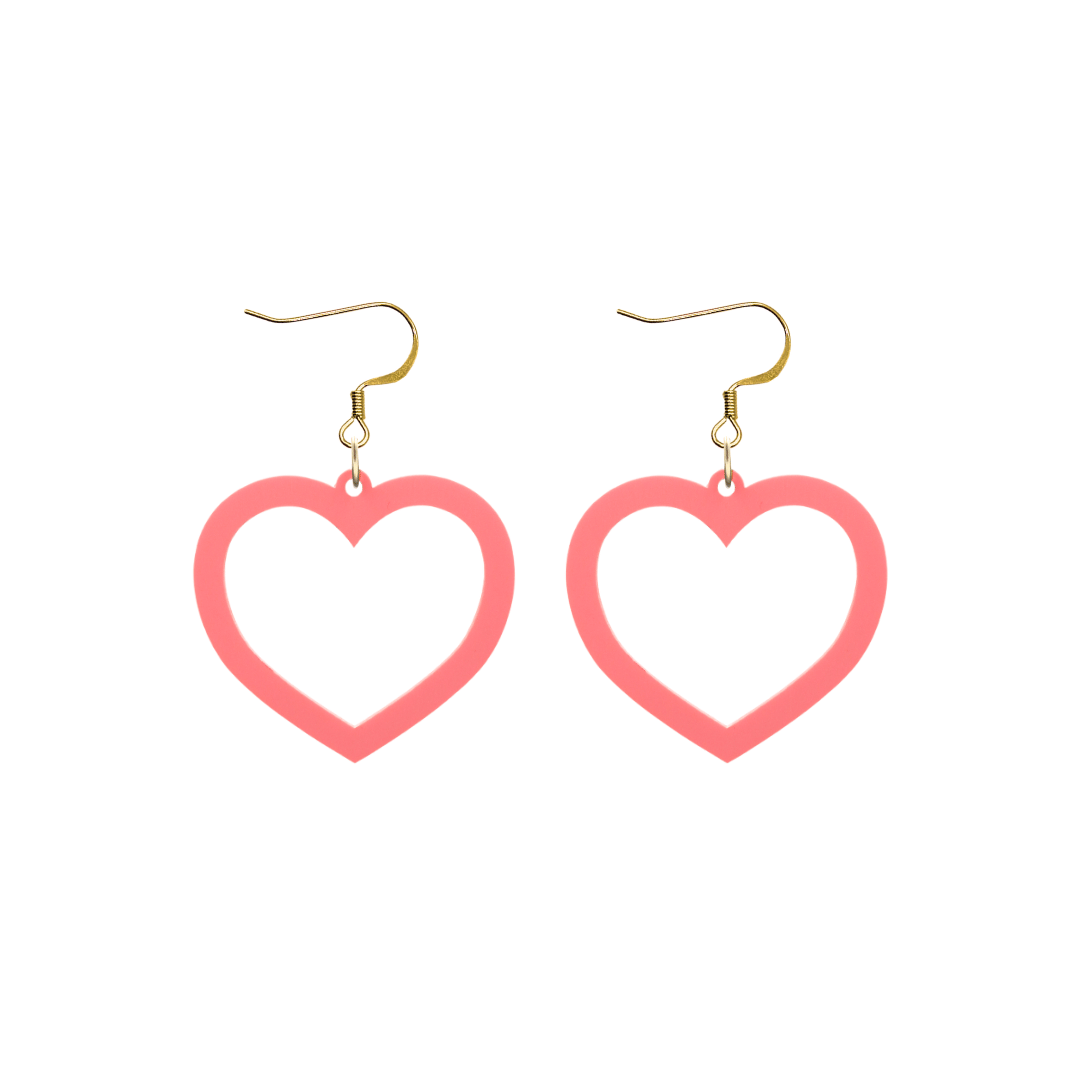 haus of dizzy pastel barbie heart earrings in raspberry pastel size small with hooks no heart tops