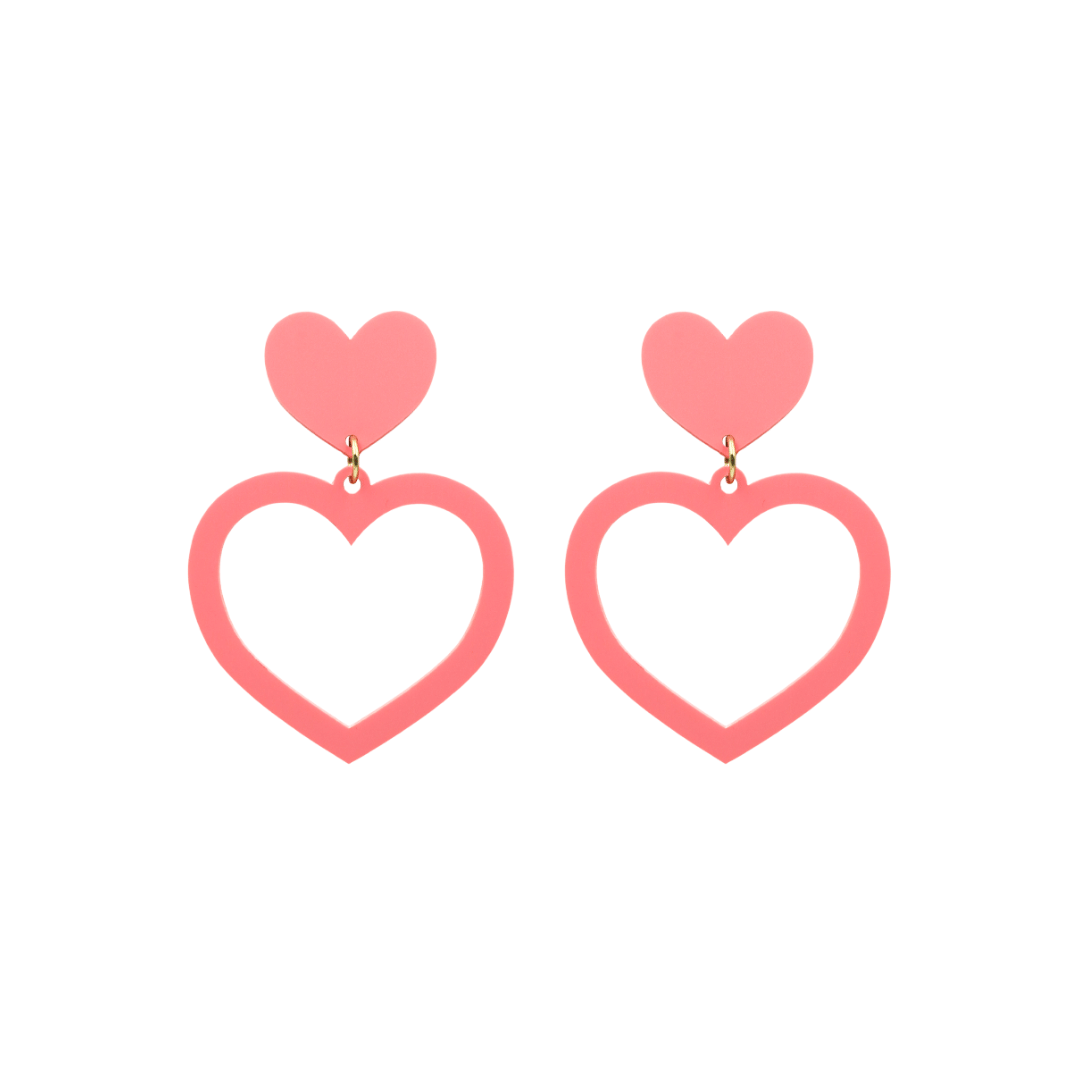 haus of dizzy pastel barbie heart earrings in raspberry pastel size small