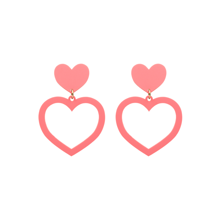 haus of dizzy pastel barbie heart earrings in raspberry pastel size small