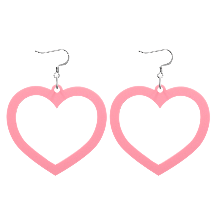 haus of dizzy pastel barbie heart earrings in strawberry pastel size large with hooks no heart tops