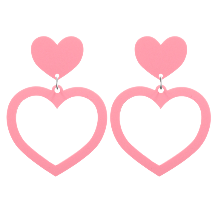 haus of dizzy pastel barbie heart earrings in strawberry pastel size large