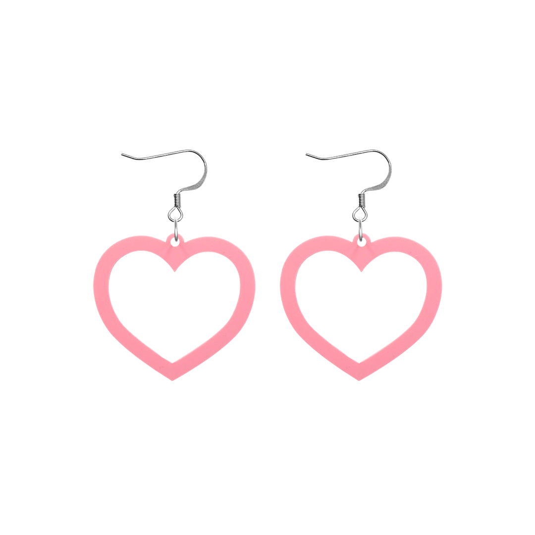 haus of dizzy pastel barbie heart earrings in strawberry pastel size small with hooks no heart tops