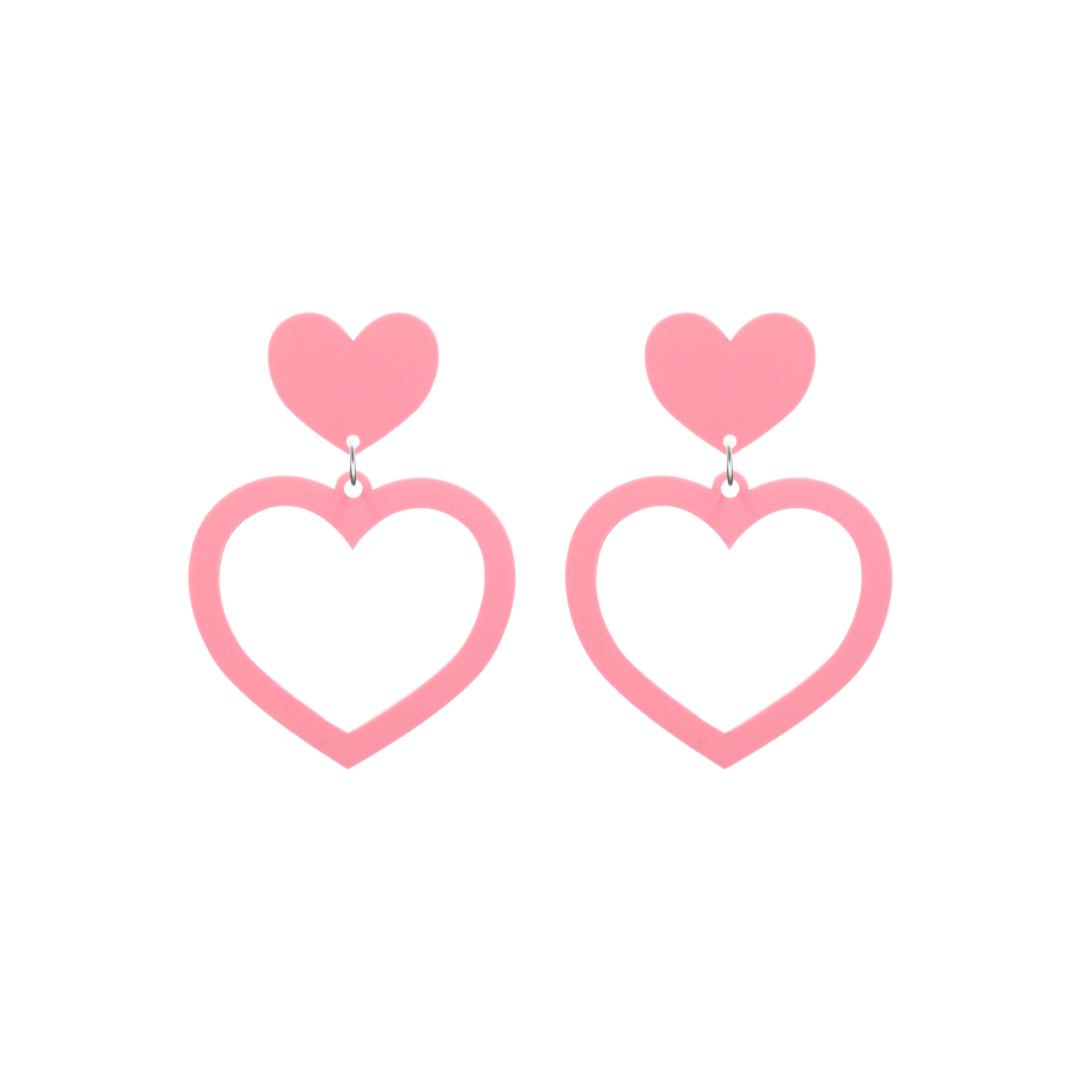 haus of dizzy pastel barbie heart earrings in strawberry pastel size small
