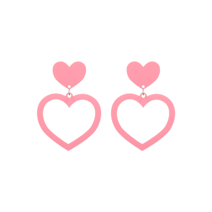 haus of dizzy pastel barbie heart earrings in strawberry pastel size small