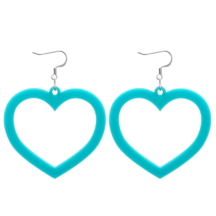 haus of dizzy plain barbie heart earrings in turquoise size large with hooks no heart tops
