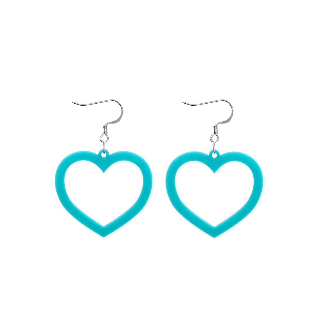 haus of dizzy plain barbie heart earrings in turquoise size small with hooks no heart tops