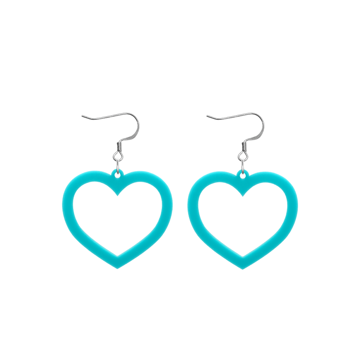 haus of dizzy plain barbie heart earrings in turquoise size small with hooks no heart tops