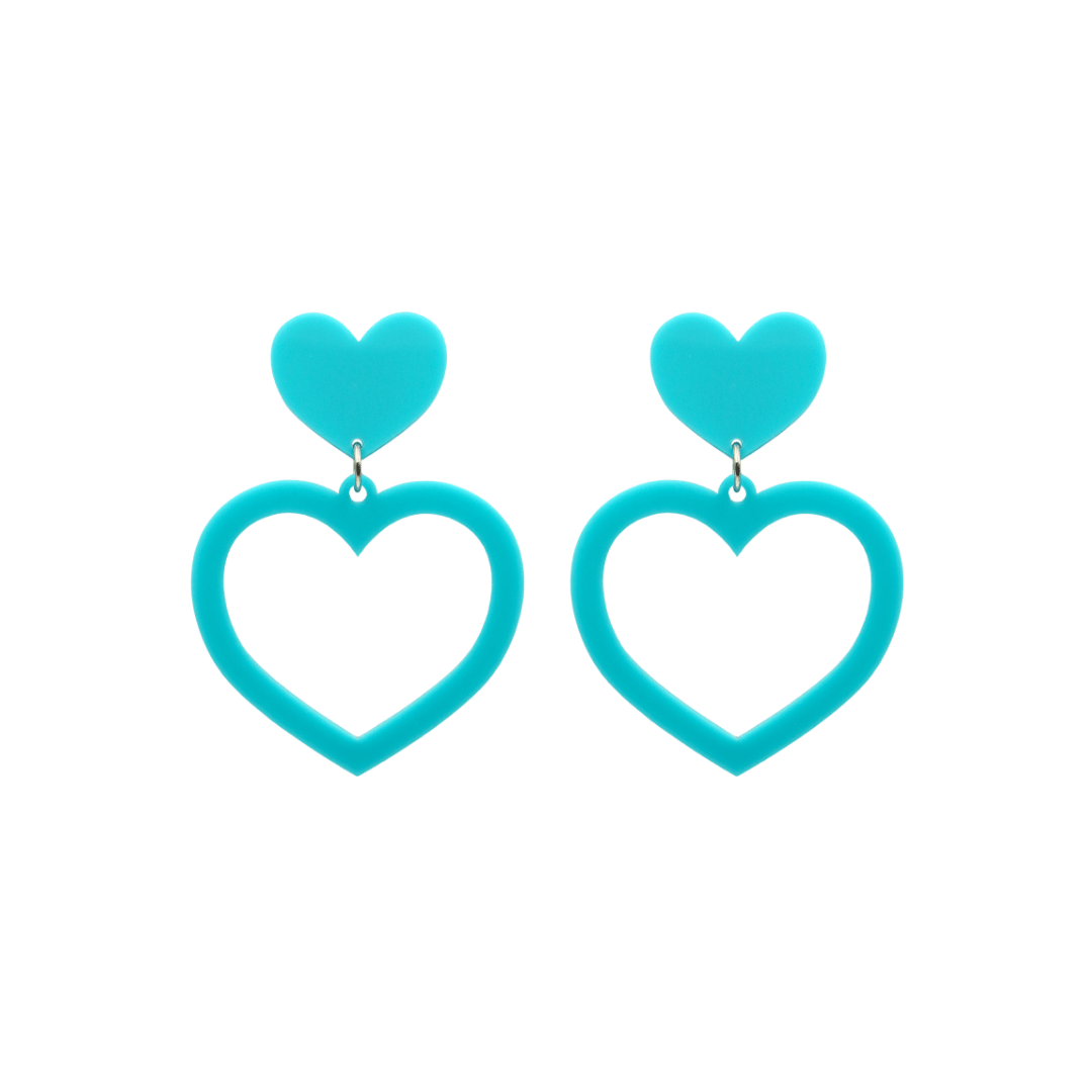 haus of dizzy plain barbie heart earrings in turquoise size small