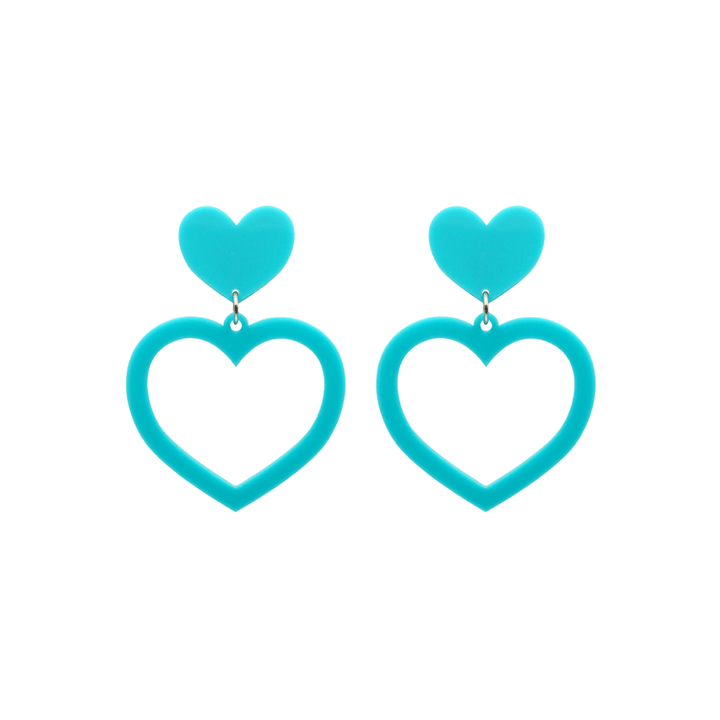 haus of dizzy plain barbie heart earrings in turquoise size small