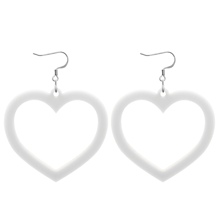 haus of dizzy plain barbie heart earrings in matte white size large with hooks no heart tops