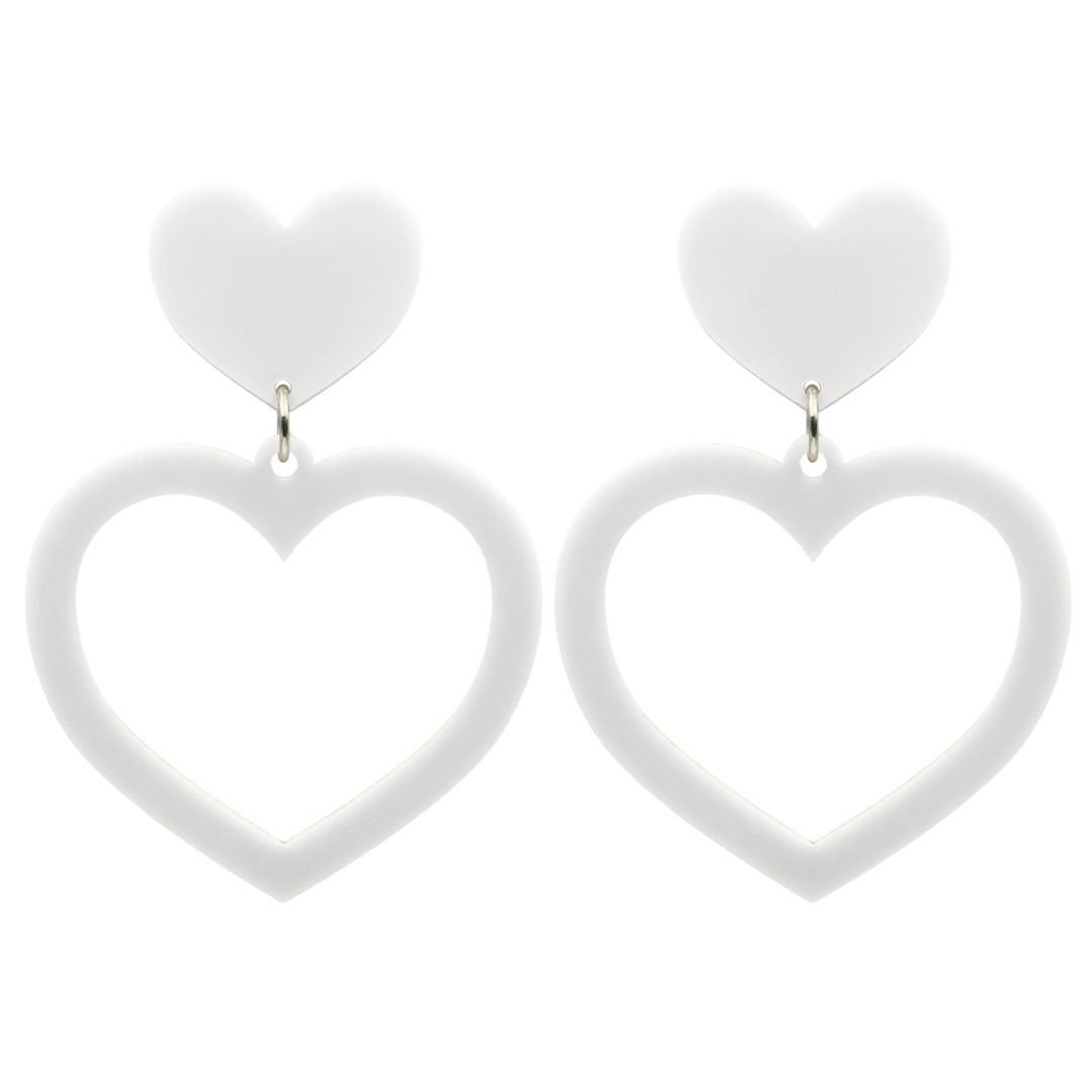 haus of dizzy plain barbie heart earrings in matte white size large