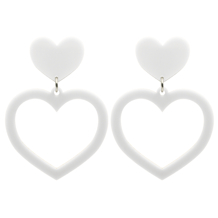 haus of dizzy plain barbie heart earrings in matte white size large