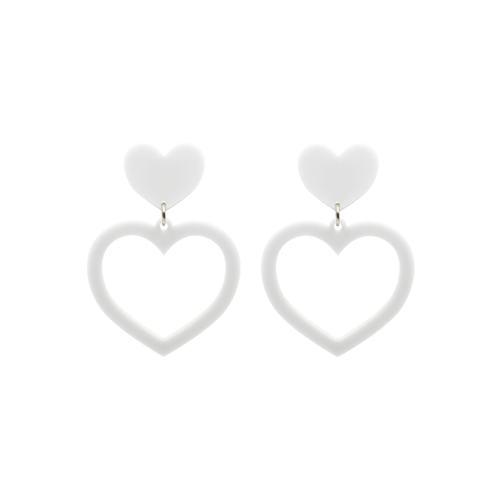 haus of dizzy plain barbie heart earrings in matte white size small