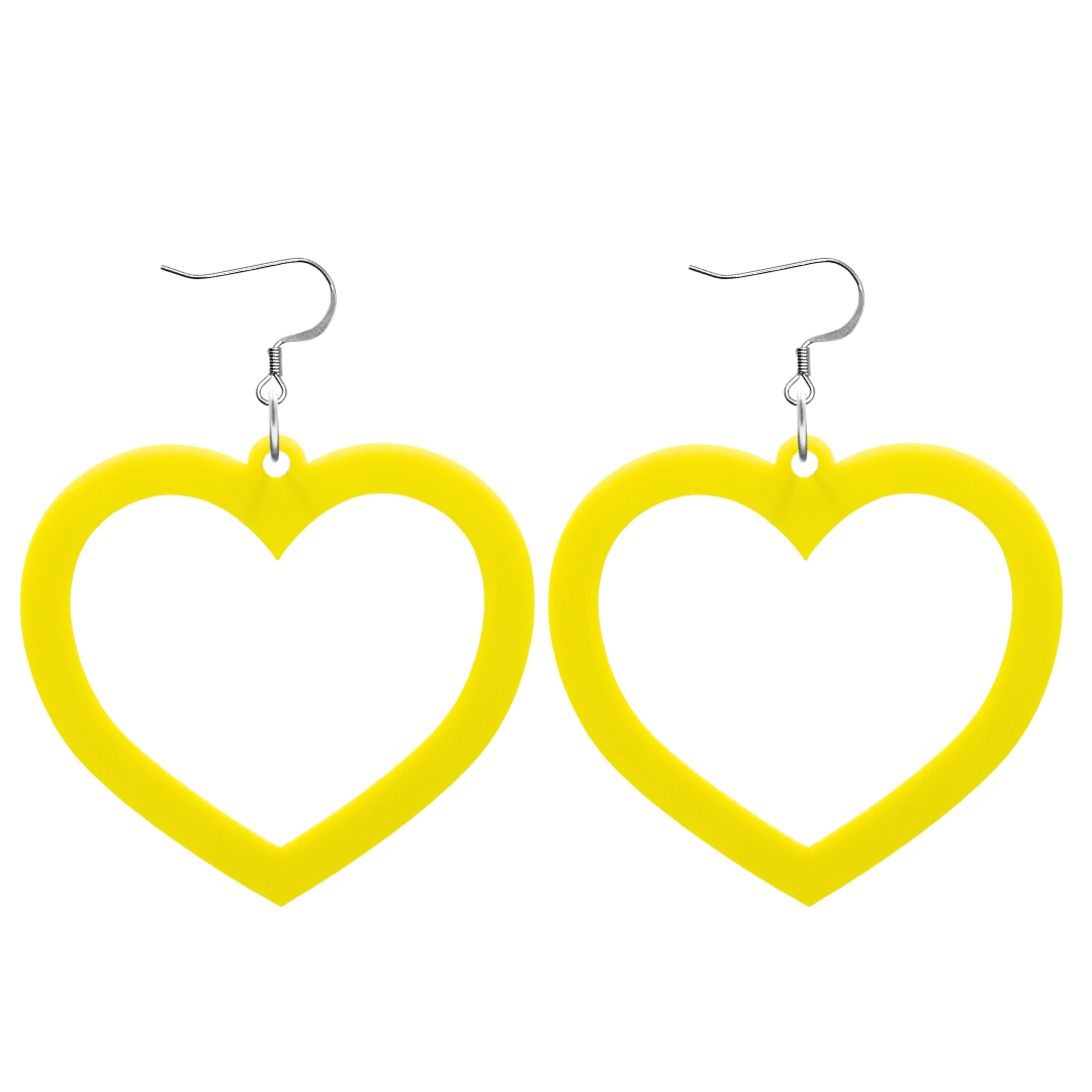 haus of dizzy plain barbie heart earrings in yellow size large with hooks no heart tops