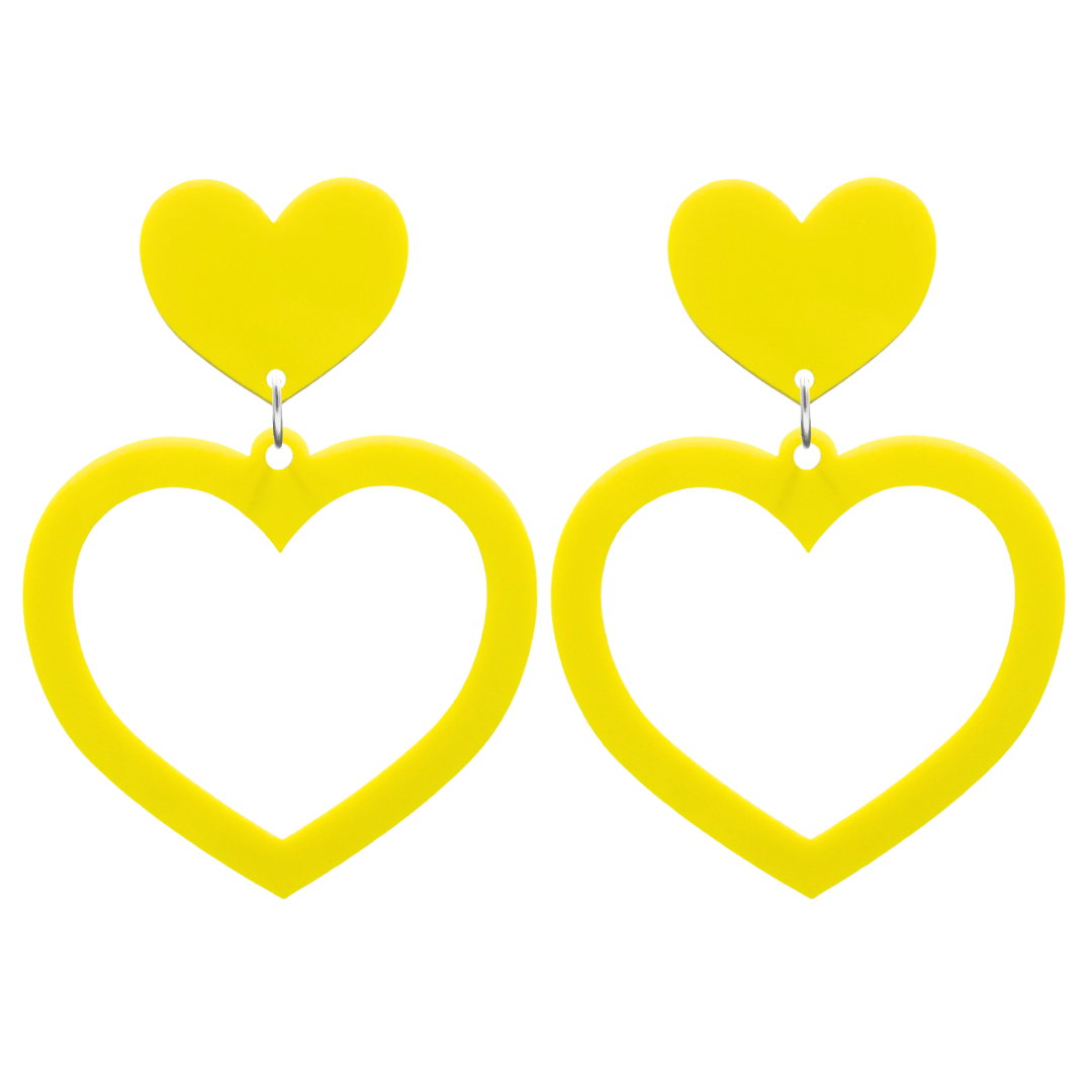 haus of dizzy plain barbie heart earrings in yellow size large