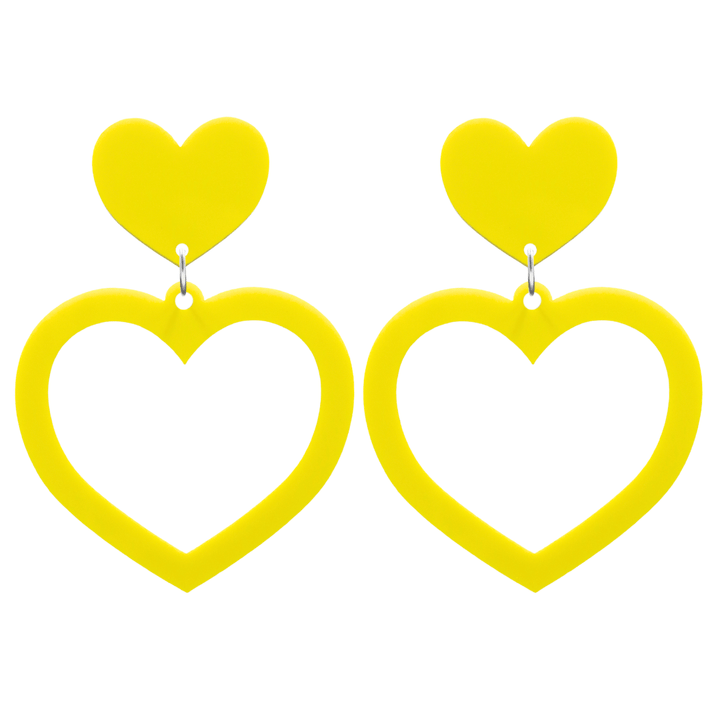 haus of dizzy plain barbie heart earrings in yellow size large