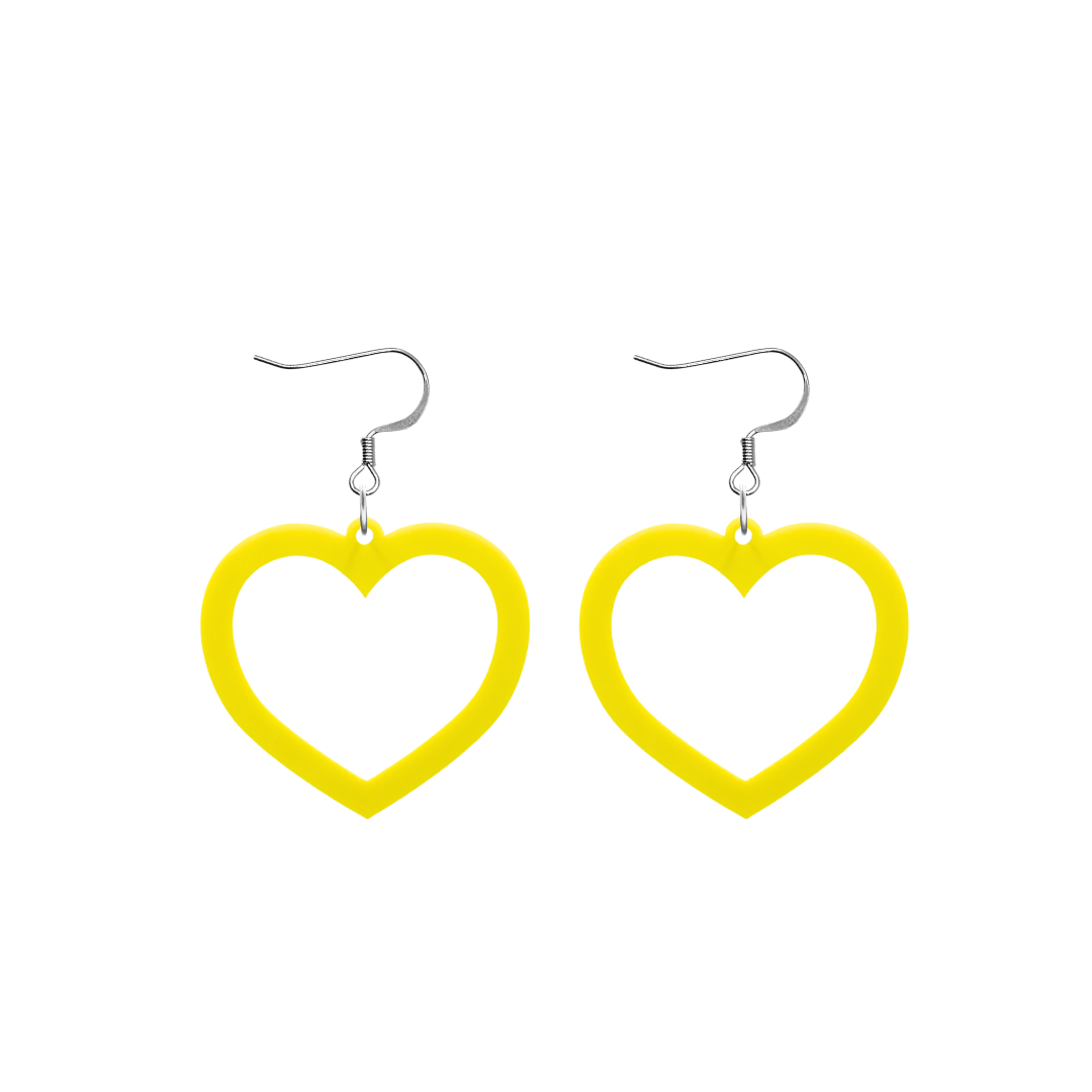 haus of dizzy plain barbie heart earrings in yellow size small with hooks no heart tops