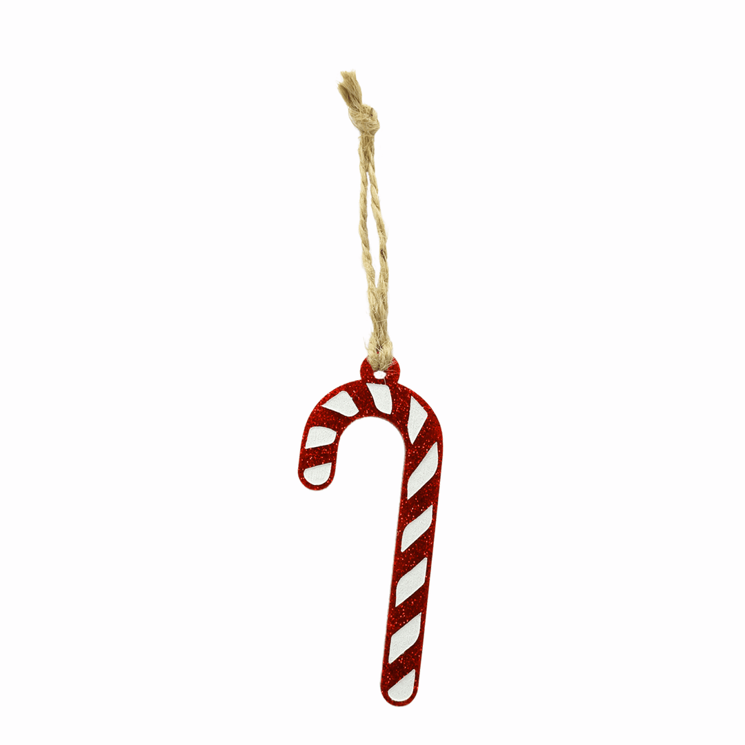 haus of dizzy candy cane tree ornament red glitter hung on twine one size