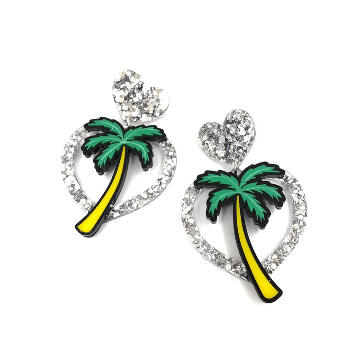 Haus of Dizzy Hawaiian Palm Heart Earrings