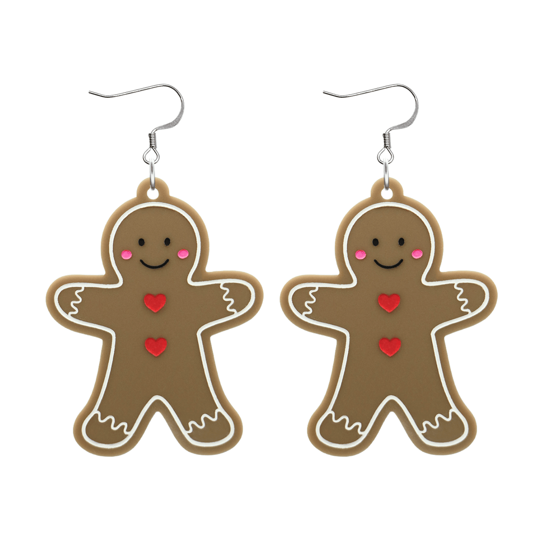 haus of dizzy gingerbread man earrings with hooks (no heart tops) size large