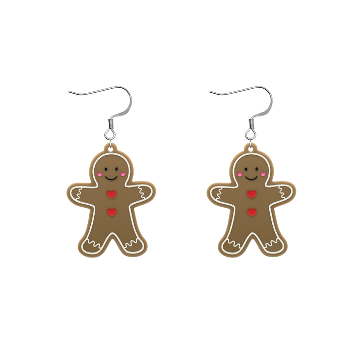 haus of dizzy gingerbread man earrings with hooks (no heart tops) size small