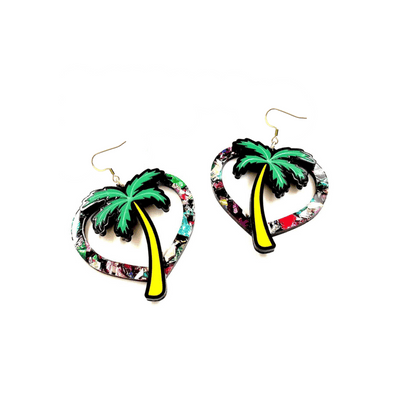 Haus of Dizzy Hawaiian Palm Heart Earrings